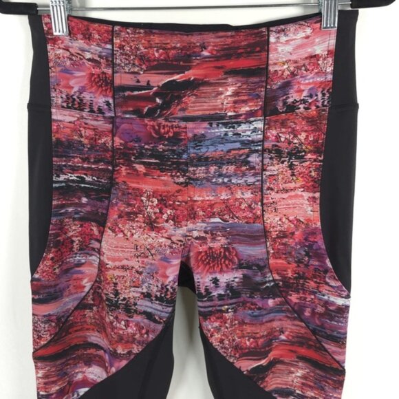 Lululemon Sweat & Repeat Black/Dahliascape Multicolored Leggings Size 10 - Picture 9 of 15